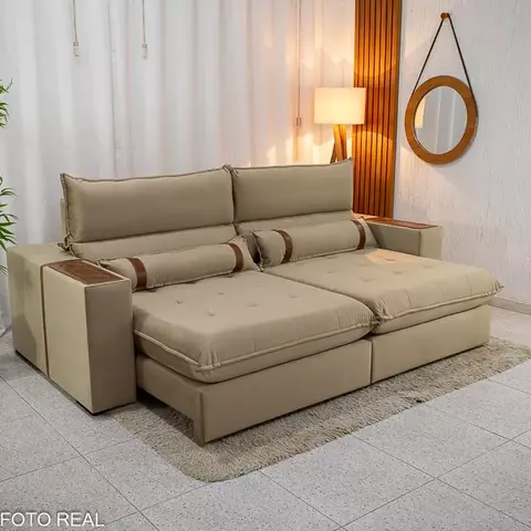 Sofá Retrátil Reclinável Ravello 2.50m Veludo Prata 3040/03 - Molas Pockets