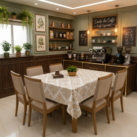 Toalha de Mesa 4/6/8 Cadeiras Tecido Repelente à Água Luxo