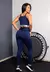 Calça Legging Cintura Alta + Cropped Alcinha Cinza Marinho com Elásticos Conjunto Fitness | REF: CCA5 - Roas Wear
