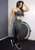 Calça Legging Cintura Alta + Cropped Alcinha Cinza Verde com Elásticos Conjunto Fitness | REF: CCA5