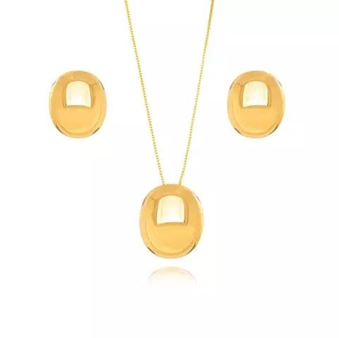 Conjunto Semijoia Oval Liso - comprar online
