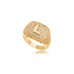 Anel Cravejado Letra L