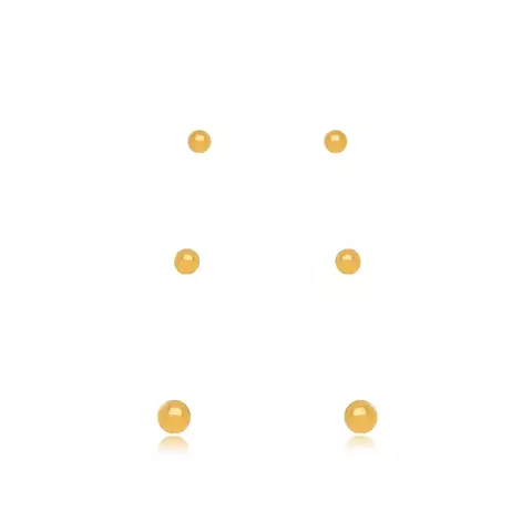 Brinco Semijoia Trio Bolinhas Lisas - Ouro