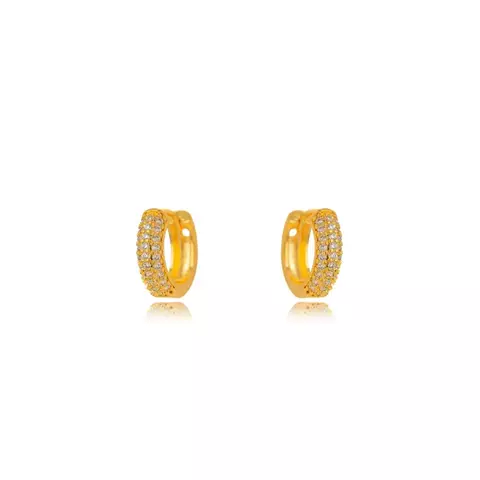Brinco Semijoia Argola Micro Zircônia - Ouro