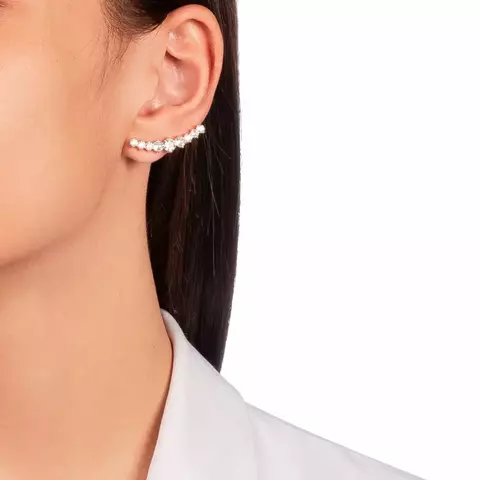 Brinco Ear Cuff Redondo Cristais - Ouro