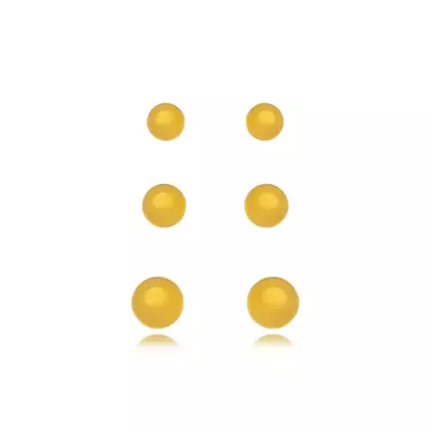 Brinco Semijoia Trio Bolas Lisas - Ouro