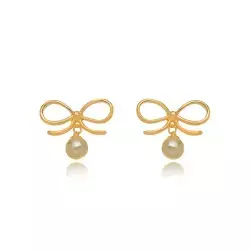 Brinco Semijoia Laço Pérola
