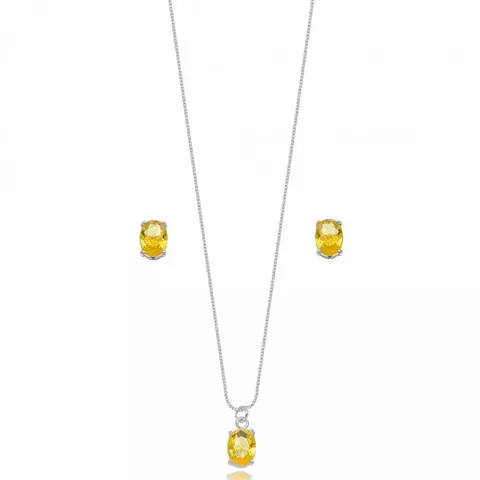 Conjunto Semijoia Oval Citrino