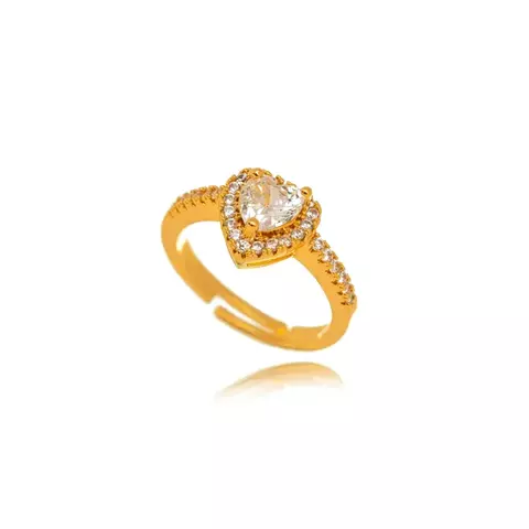 Anel Semijoia Coração Cravejado