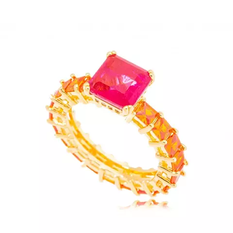 Anel Cristais Laranja e Magenta