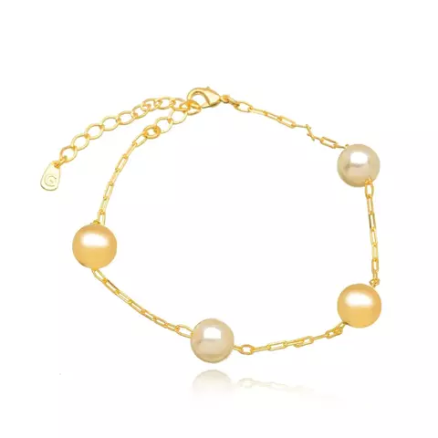 Pulseira Semijoia Pérola e Bola Lisa