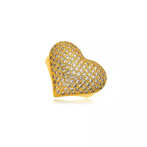 Anel Semijoia Coração Micro Zircônia