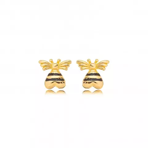 Brinco Abelha Lisa Esmaltado Preto