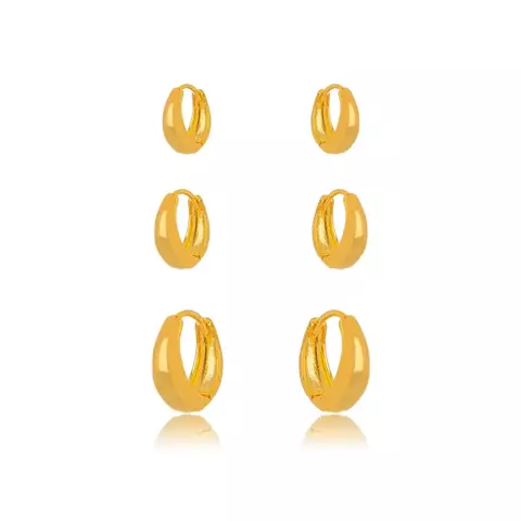 Brinco Semijoia Trio Argola Lisa