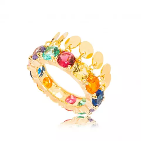 Anel Semijoia Medalhas Cristais Colorido