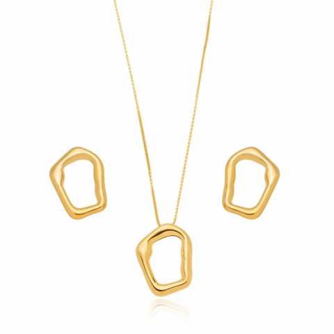 Conjunto Semijoia Vazado Liso - comprar online