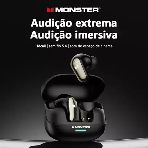 Monster mqt52 sem fio bluetooth 5.4 fones de ouvido longa vida útil da bateria