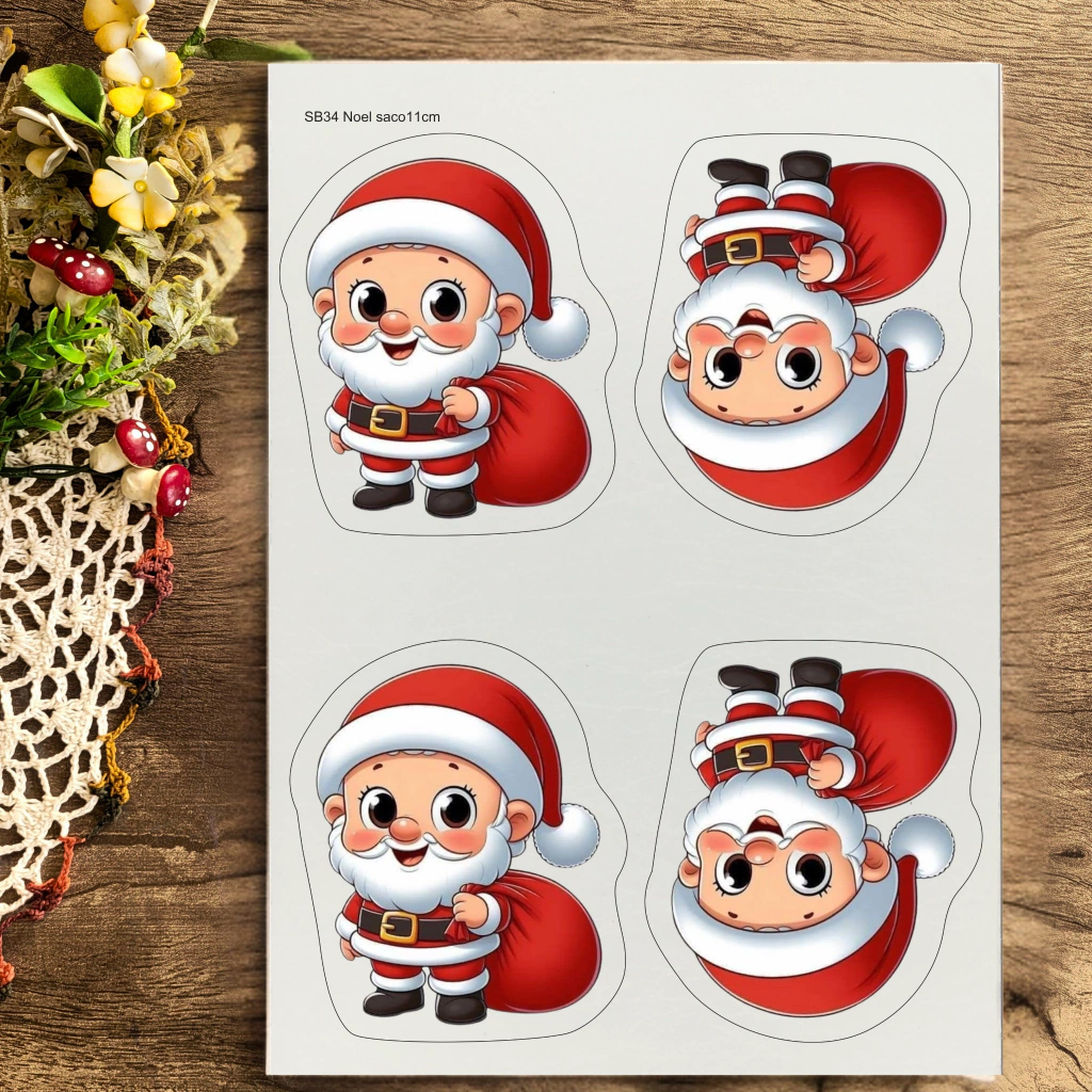 SB34 Noel saco de presente11cm (Feltro estampa digital A4)