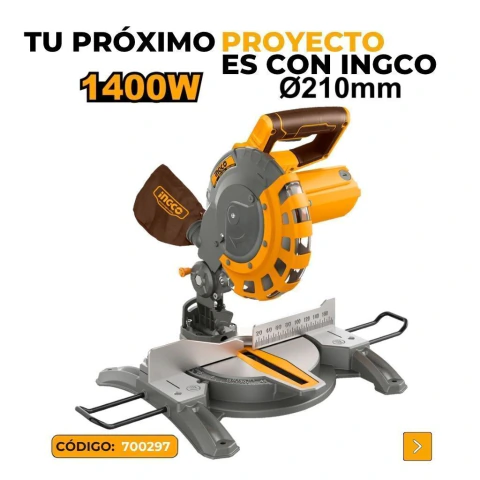 Sierra Ingletadora 8 1/4 PLG 210MM x 25.4MM 1400W - 5000RPM + Disco + Accesorios