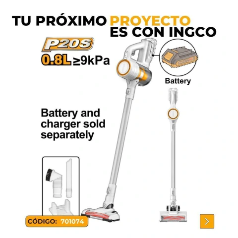 ASPIRADORA POLVO 120W (P20S) 20V CICLON MULTIPLE (SIN BATERIA NI CARGADOR)
