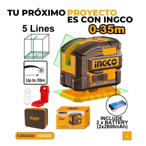 NIVEL LASER AUTONIVELANTE 5 LINEAS HASTA 35MTS