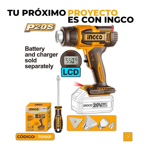 PISTOLA DE CALOR 30-550C VELOCIDAD VARIABLE (SIN BATERIA NI CARGADOR)