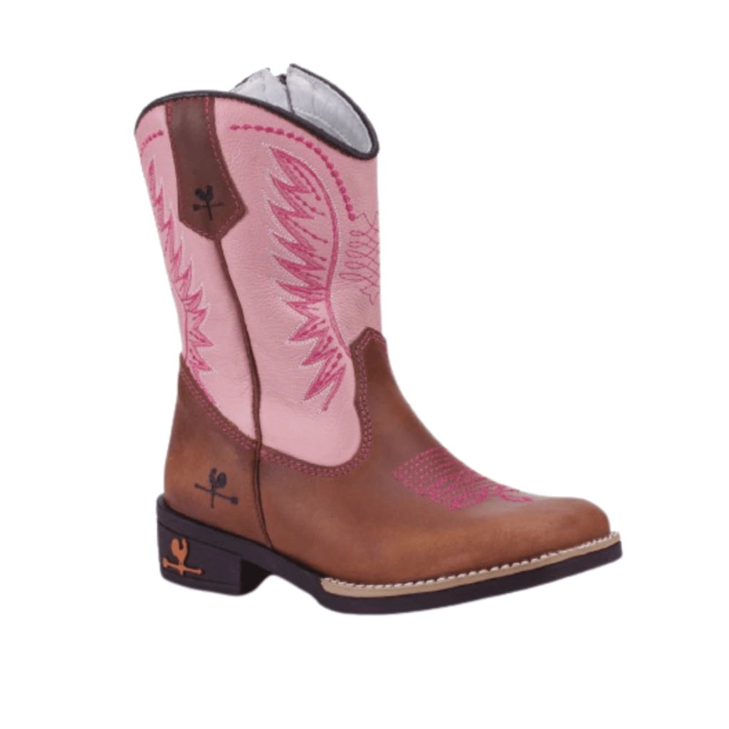 BOTA TEXANA JUVENIL FEMININA FÓSSIL CARAMELO NAPA ROSA