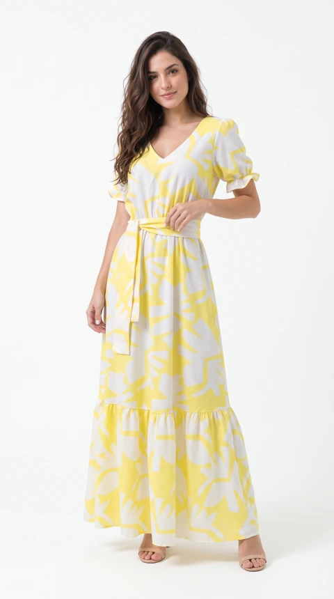 VESTIDO LONGO COM CINTO ARNALDO