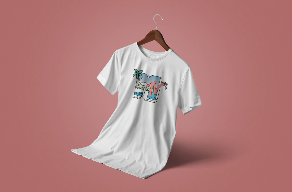 MTV Beach Island Flamingo Logo Vintage T- Shirt