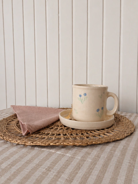 Set taza jarrito con plato y servilleta