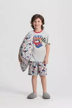 Pijama Manga Curta e Bermuda Infantil Masculino Carros - Lua e Mar