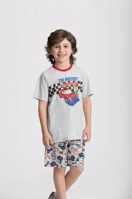 Pijama Manga Curta e Bermuda Infantil Masculino Carros - comprar online