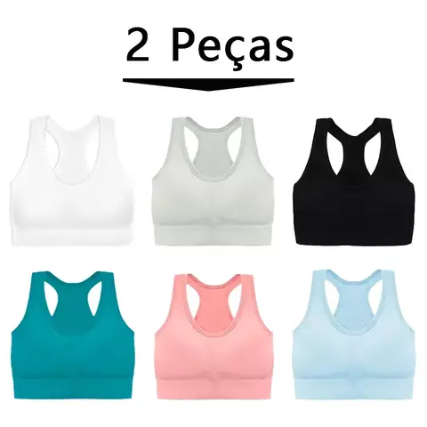 Kit 2 Cropped top feminino Canelado Com 2 alças