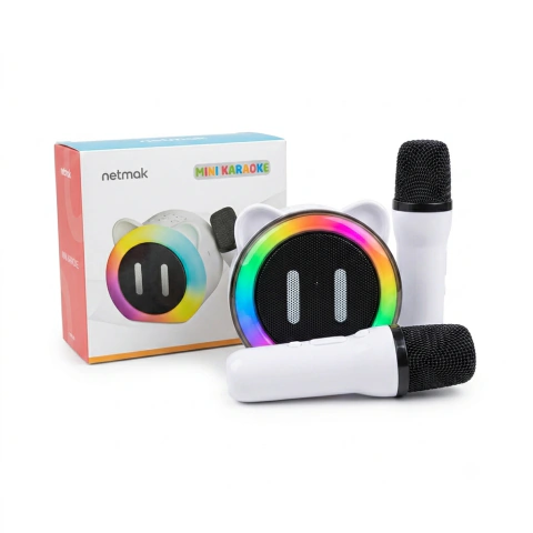 PARLANTE KARAOKE MINI CON 2 MICRÓFONOS