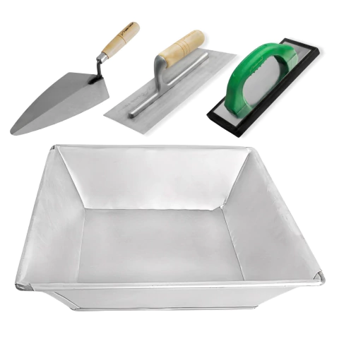 Kit Para Albañil Cuchara Charola Mezcladora Flota Hule Llana - comprar en línea