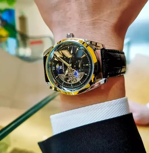 FH Relógio Mecânico Automático Masculino – Edição Tourbillon Moonlight