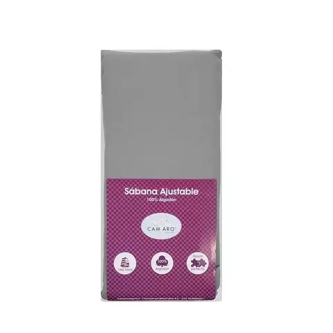 Sabana Ajustable Camaro 144 Hilos 100% Algodon - Gris