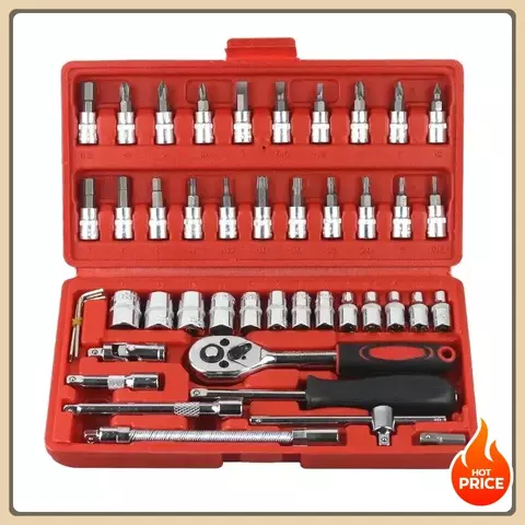 Kit de Ferramentas com Chave Catraca 1/4 - 46pcs - comprar online