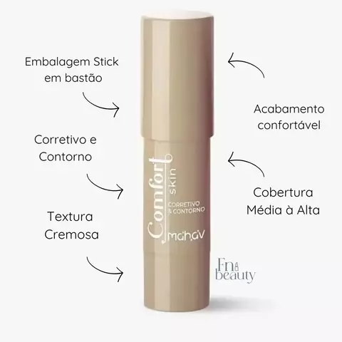 Corretivo e Contorno Cremoso em Stick Bastão Comfort Skin Mahav 6,5g