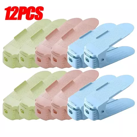 Organizador de Sapatos Ajustável – Empilhador Duplo para Economizar Espaço no Armário (1/12 Peças)