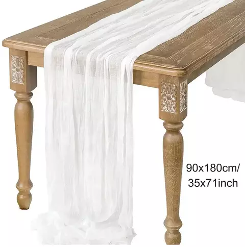 Corredor De Mesa Romântico Boho Semi-Sheer Gaze Decoração De Festa De Casamento - comprar online