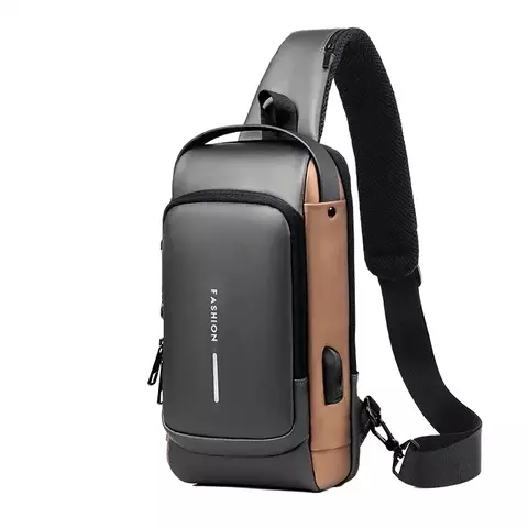 Bolsa Masculina Crossbody Anti-Roubo Multifuncional com USB – Luxo e Segurança para Viagem - comprar online