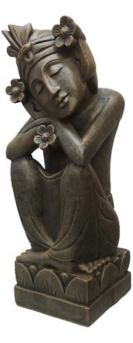 Estátua Indiana Bali Em Cimento N1 - A:61cm L:20cm Old Stone