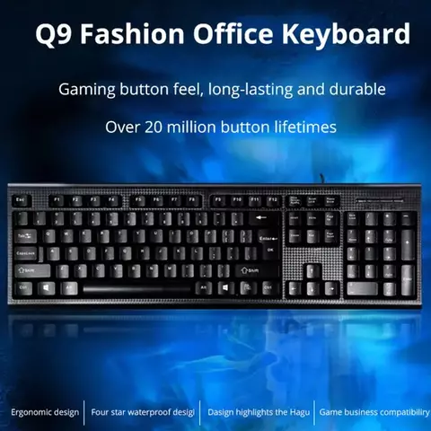 Teclado com Fio Q9 USB e PS2 Boca Quadrada para Escritório e Casa