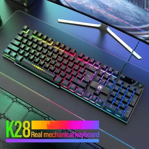 Teclado Gamer Portátil Impermeável com Retroiluminação Colorida USB 104 Teclas