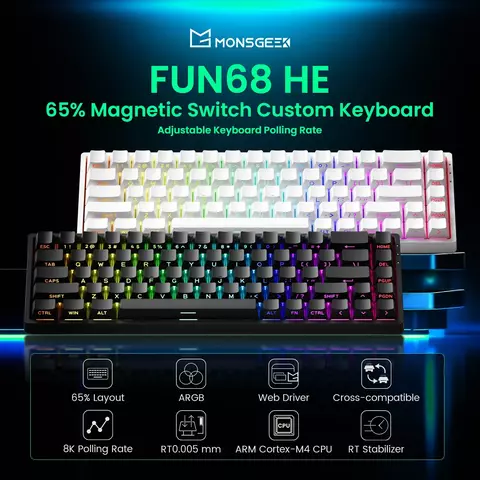 Teclado Mecânico Gamer Akko MonsGeek FUN68 / FUN60 PRO & MAX HE – Magnético, Compacto 60% e 65%, Alto Desempenho para Jogos