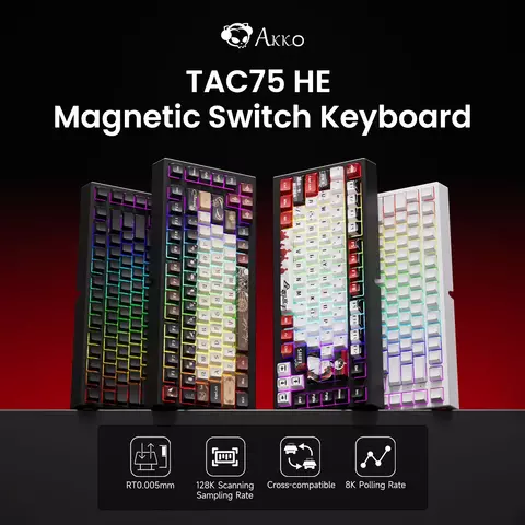 Teclado Mecânico Magnético Akko TAC75 – Layout 75%, Switch Rápido, RGB Personali