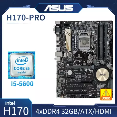 Placa-mãe ASUS H170-PRO + kit cpu i5-6500 Intel H170 LGA 1151 4×DDR4 64GB M.2