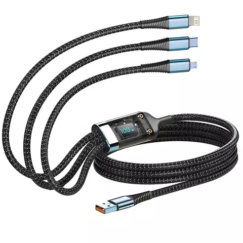 100w cabo de carregamento rápido multi carregador cabo náilon trançado múlti - comprar online