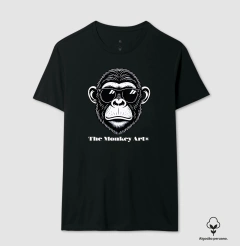 Camiseta The Monkey Art Macaco‑Prego da Mata Cinza - Preta - comprar online